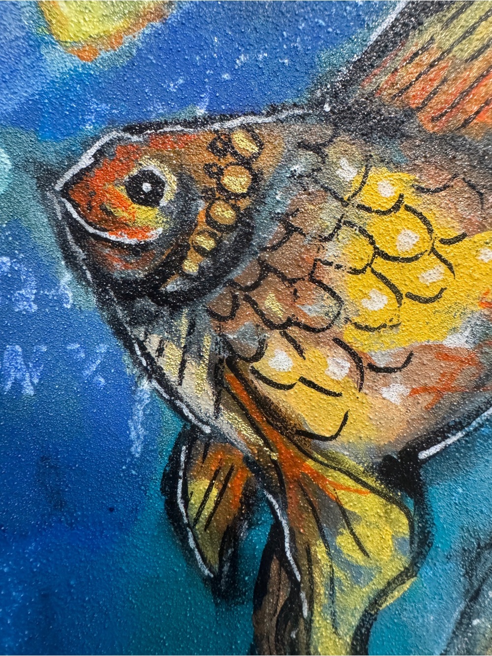 Original Mixed Media Fancy Goldfish Painting 8x10 Wood Canvas Art - Picture 5 of 6